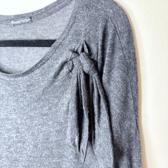 Zara Women's Black Heather Long Sleeve Lightweight Bow Ties Sweater Size‎ XL - Picture 3 of 5